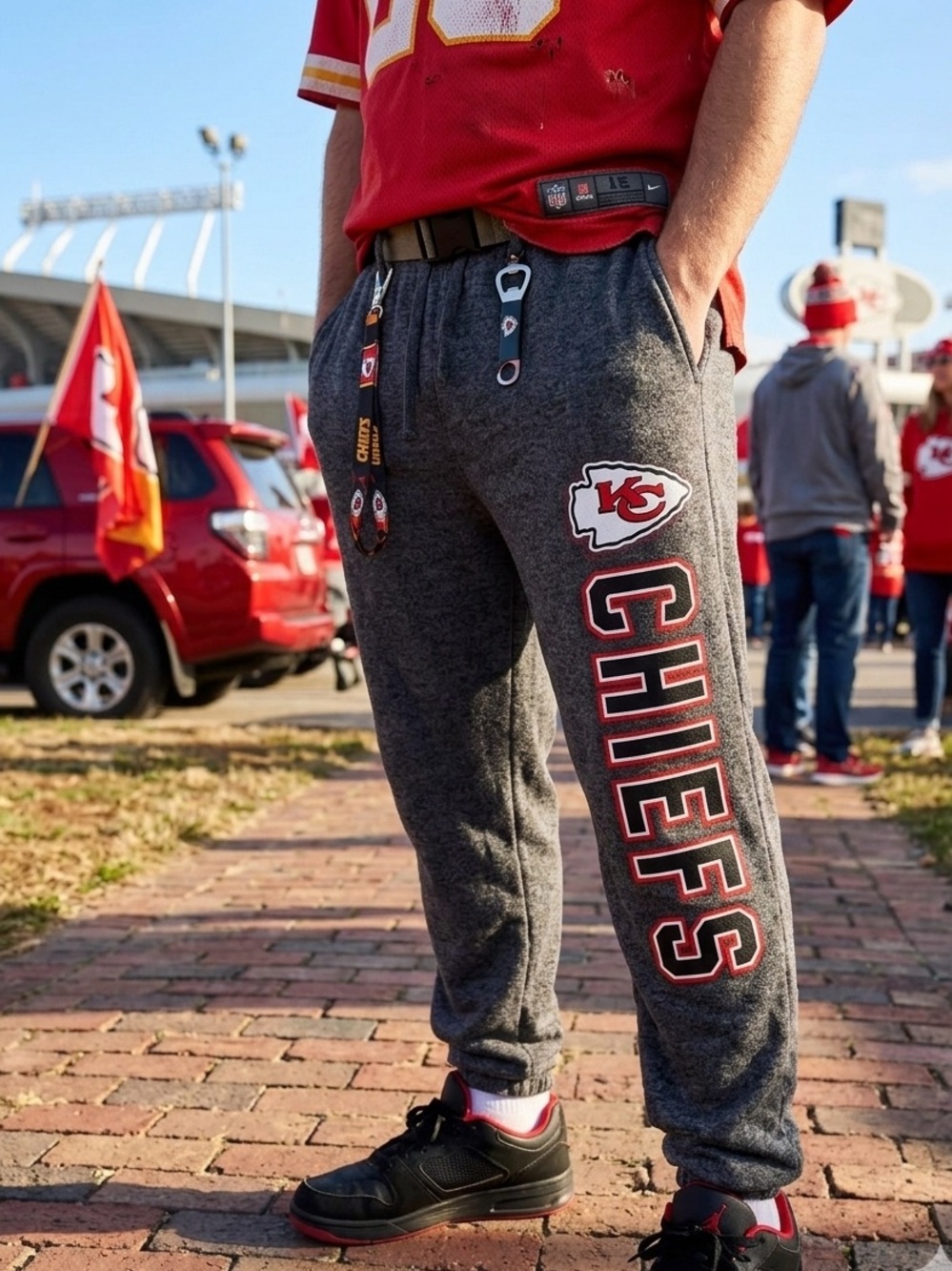 NFL Kansas City Chiefs Charcoal Gray Heather Jogger Sweatpants Size M
